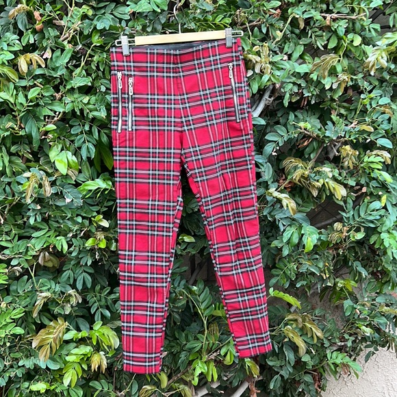 Zara Red Black and white plaid pants - Picture 7 of 10